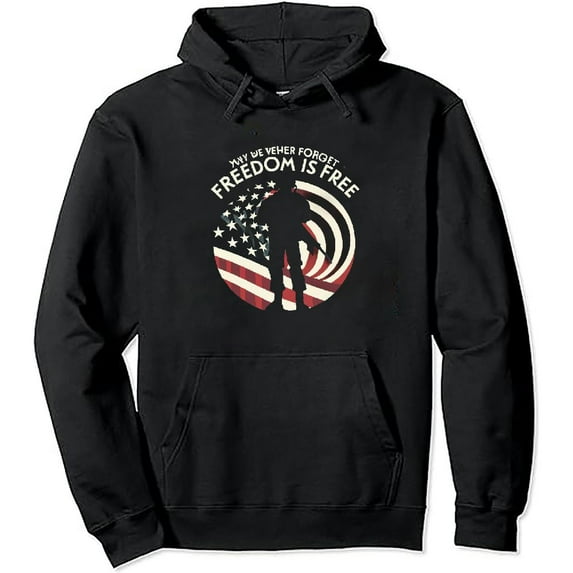 JEUXUS May we never forget freedom isn't free Memorial day soldier Pullover Hoodie
