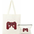 thumbnail image 1 of JEUXUS Men's Keep It Classic Initial Canvas Tote Bag for Women - 2 Pack White, 1 of 7