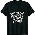 thumbnail image 1 of JEUXUS Mens Here Fishy Fishy Fishy Funny Fishing Hunting Sarcastic Graphic T shirt (Black) - XL Graphic Tees, 1 of 3