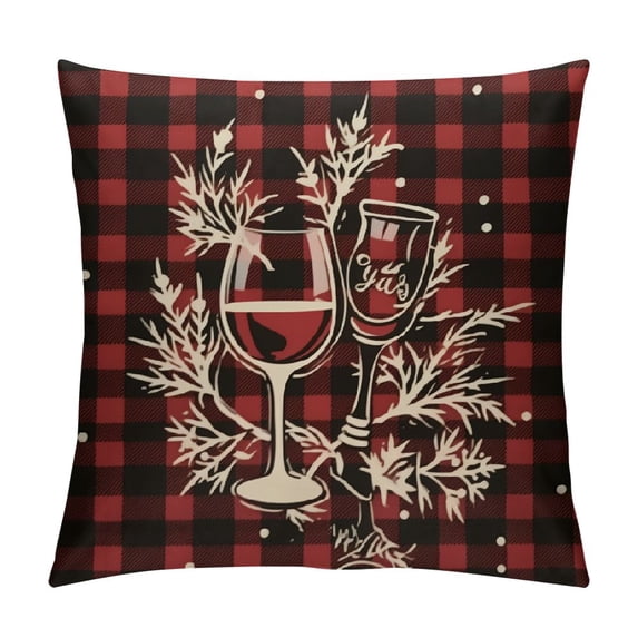 RUIYC Merry Christmas Happy New Year Throw Pillow Covers , Decorations,Decorative Throw Pillowcase for Winter Xmas Holiday Home Decor for Sofa Couch,Red Christmas