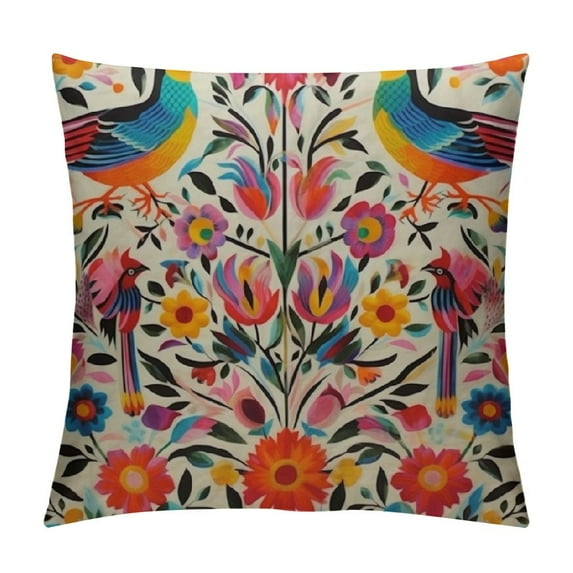 JEUXUS Mexican Design Colorful Pigeons Pheasant Pillow Case