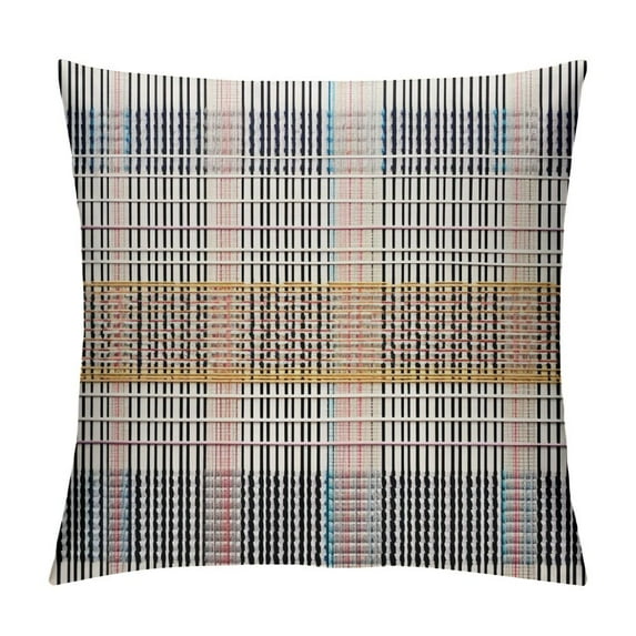 JEUXUS  Mexican Fabric Pattern Farmhouse Throw Pillow Cover Mexican Rug Pattern Serape Stripes Detail with Mexican Colors Square Decorative Pillow Cases,Modern Home Decor for Couch,Bed