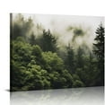 thumbnail image 1 of JEUXUS Misty Forest Wall Art Green Nature Mountain Landscape Wall Decor for Living Room 20x16in Nordic Foggy Pine Tree Scenic Canvas Prints Picture Painting Artwork for Bathroom Bedroom  20x16in, 1 of 4