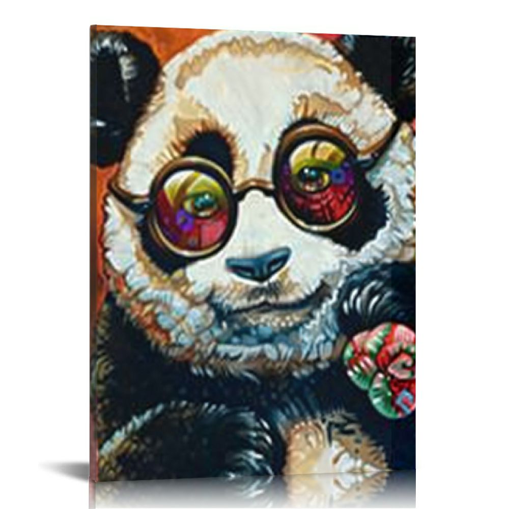 JEUXUS Modern Animal Canvas Print Wall Art Contemporary Panda Happy ...