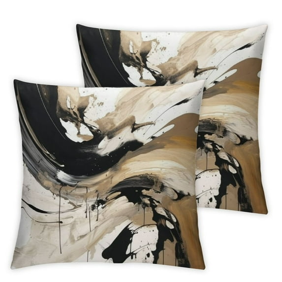 JEUXUS Modern Black and White Abstract Style Living Room and Corridor Art Pillowcase Set, Minimalist and Abstract 2-Piece Short Plush Pillowcase Set (Universal 1) Square White