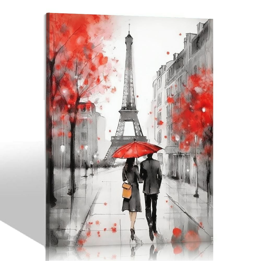 JEUXUS Modern Giclee Canvas Prints Paris Black and White with Eiffel