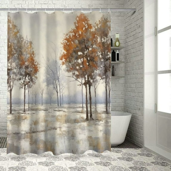 JEUXUS Modern Palm Tree Gold Foil Texture Shower Curtain - Multiple Sizes White