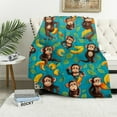 thumbnail image 1 of JEUXUS Monkey Throw Blanket, Super-Soft Adorable Extra-Large Monkeys and Bananas Blanket for Boys, Girls, Kids, and Children, Banana Monkey Blanket Warm Plush and Cozy Throw Blanket, 1 of 6