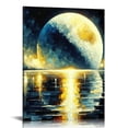 thumbnail image 1 of JEUXUS Moon Over Ocean Canvas Wall Art Night Sky Canvas Prints Wall for Living Room Bedroom Bathroom Home Decor Ready to Hang Framed, 1 of 5