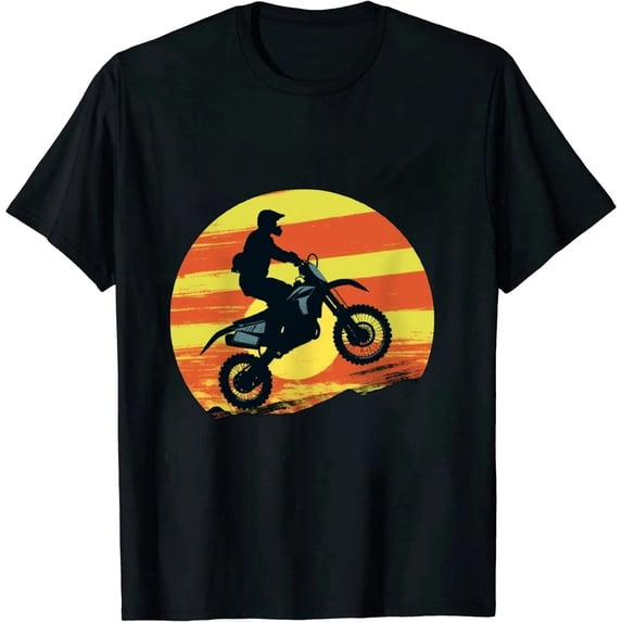 JEUXUS Motocross Dirt Bike Tee Off Road Motorcycle Rally Retro T-Shirt