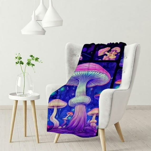 RUIYC Mushroom Blanket Mushroom Gifts for Women Soft Cozy Sherpa Mushroom Throw Blanket All-Season for Sofa Couch Cottagecore Room Decor Mushroom Blankets for Adults Teen