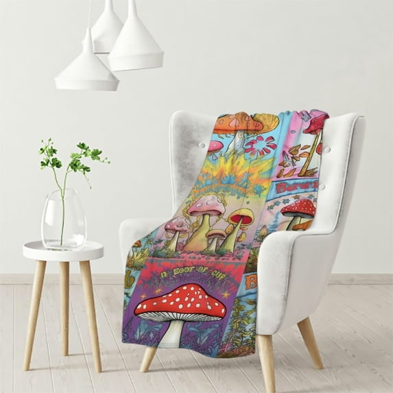 JEUXUS Mushroom Blanket, Mushroom Gifts for Women Men Teens Girls Kids, Mushroom Throw Blanket, Soft Mushroom Stuff, Cute Mushroom Deoor Gifts, Room Bed Unique Birthday Gifts,