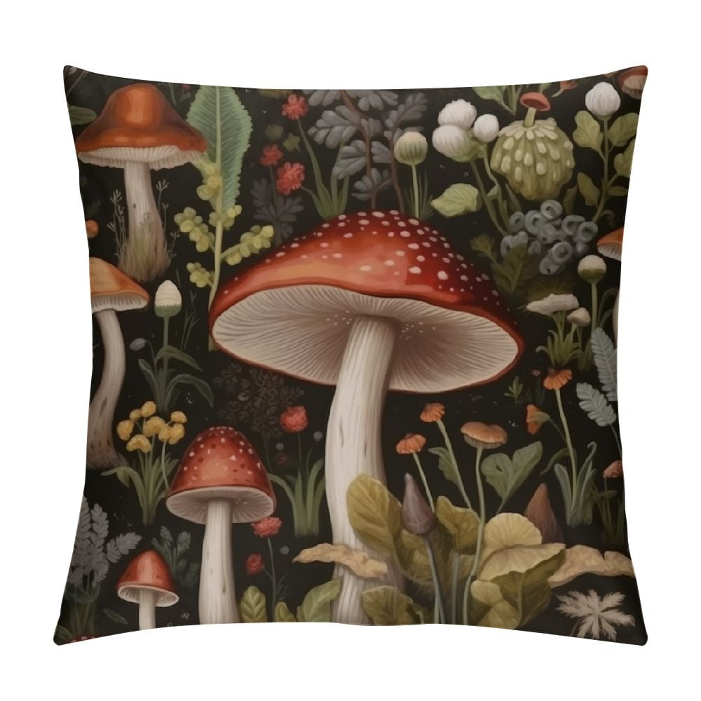 Jeuxus Mushroom Pillow Cover Wild Mushroom Pillow Cushion Cases 3d