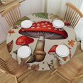 thumbnail image 1 of JEUXUS Mushroom Round Tablecloth - Waterproof Fabric Table Cloth Protector, Farmhouse Vegetables Teal Botanical Burlap Tablecloths Washable Table Cover for Kitchen Banquet Coffee Table Outdoor Party, 1 of 7