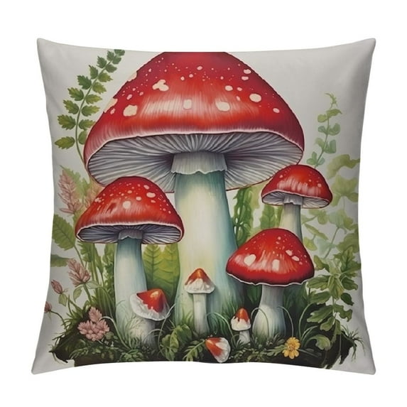RUIYC Mushroom Throw Pillow Covers Various Mushrooms Green Pink Decorative Pillows Cushion Cases for Couch Sofa Bed Home Decor