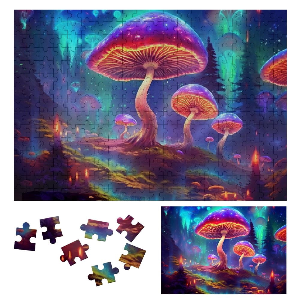 JEUXUS Mushrooms Forest Psychedelic Wooden Puzzle for Adults and Kids ...