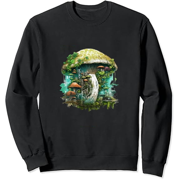 JEUXUS Mushrooms Shirts for Women Mycology Tshirt Fungi Lover Tee Mushroom Graphic Long-sleeved T-shirt
