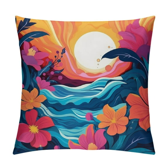 JEUXUS MushroomsThrow Pillow Case Beautiful Graphic Pattern of Colorful Pillow Cushion Covers Home Sofa Decorative