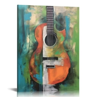 abstract guitar oil painting on canvas