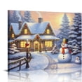 thumbnail image 1 of RUIYC NIKKY HOME Christmas Canvas Wall Art 20x16in  - Lighted Up Snowman in the Snow Canvas Print LED Xmas Wall Art Prints for Holiday Decor, 1 of 4