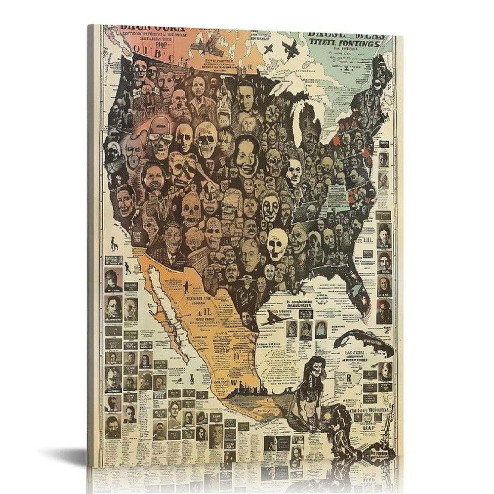 JEUXUS Native Tribes Of North America Map Art Posters Wall Decor ...