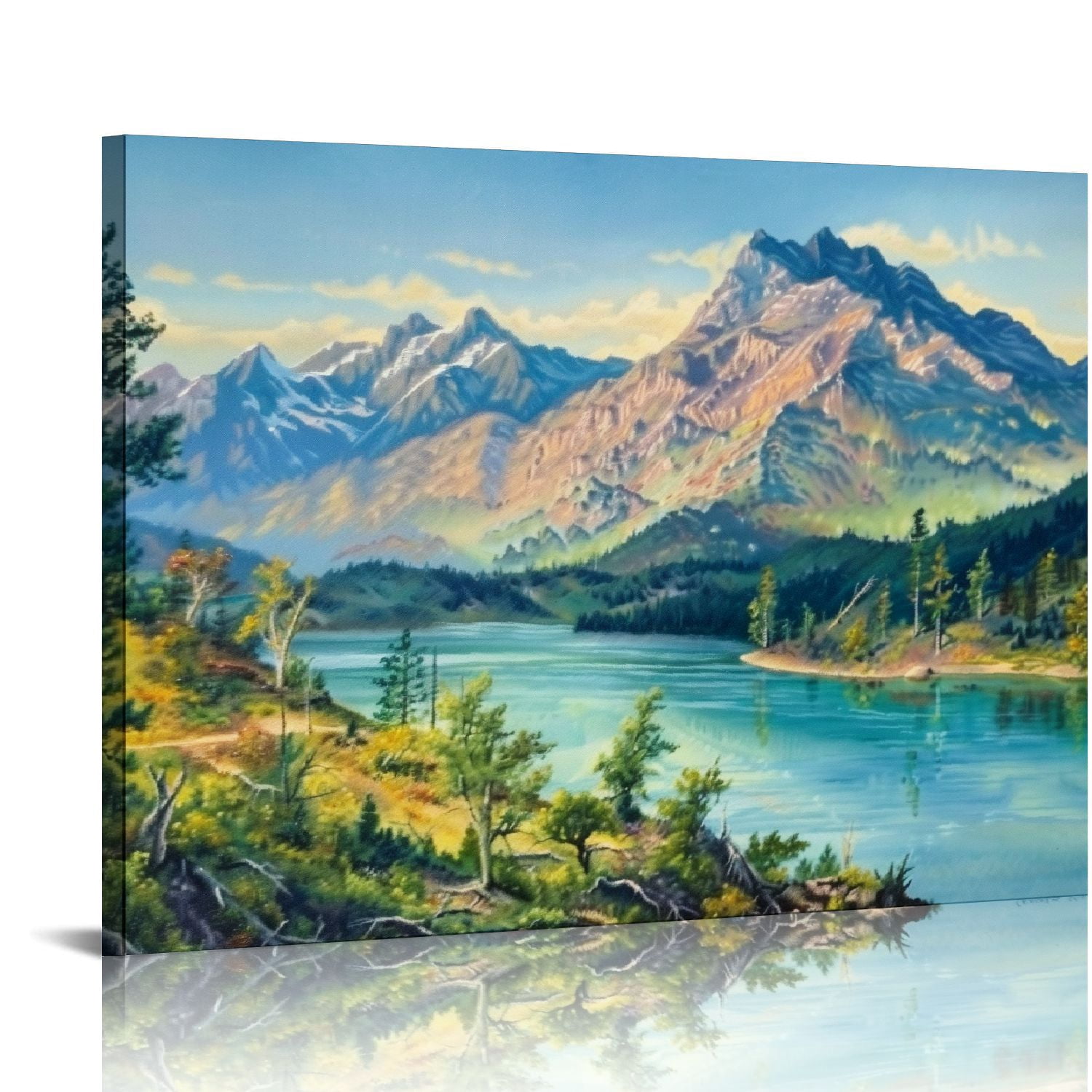 JEUXUS Nature Mountain Canvas Wall Art National Park Painting Lake Blue ...