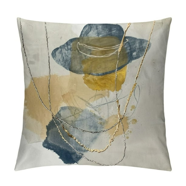 Jeuxus Ruiyc Navy Blue Gray Yellow Pillow Covers Abstract Boho Pillow Covers Geometric Throw Pillow Covers Mid Century Modern Cushions Covers for Couch Sofa
