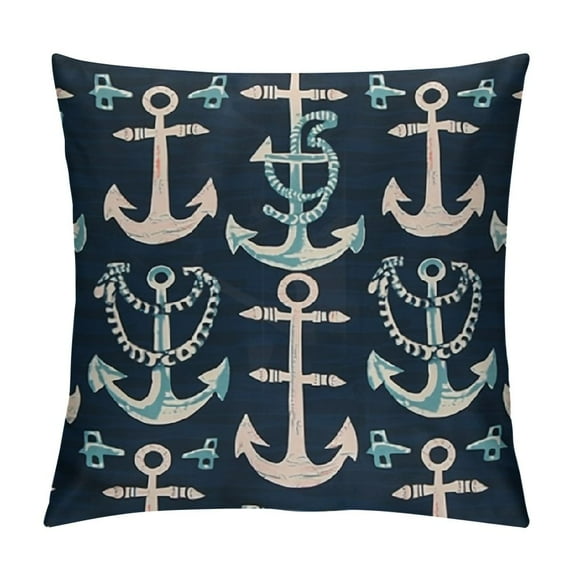 JEUXUS  Navy Blue Nautical Ocean Starfish Coral Seahorse Anchor Throw Pillow Covers, Ocean Nautical Gifts, Sea Animal Pillow Cases  Home Ship Sofa Decor
