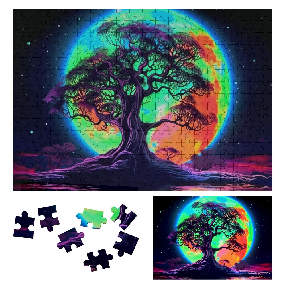 JEUXUS Neon Colors Wooden Jigsaw Puzzle Challenging Difficult Wood ...