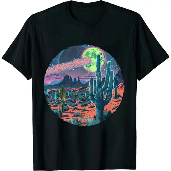 JEUXUS Neon Moon Shirts for Women Western Cowgirl Cactus 90s Country Music Tshirt Graphic Short Sleeve Tee Top