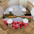 thumbnail image 1 of JEUXUS Netherlands Tulips Art Table Cloth Round Table Cover White, 1 of 7