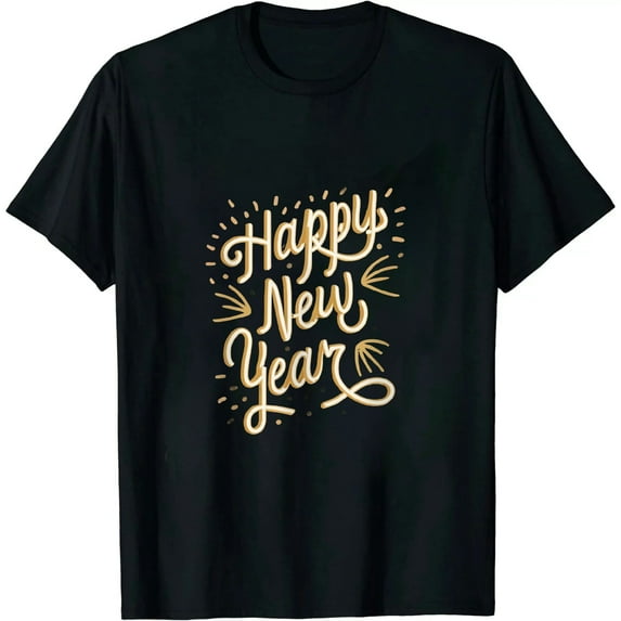 JEUXUS New Years Eve Party Supplies 2024 Happy New Year Fireworks T-Shirt