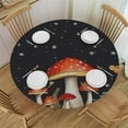 thumbnail image 1 of JEUXUS Night Moon and Red Mushroom Round Fitted Table Cover for Dining Tables,Elastic Edged Farm Boho Leaf Plant Waterproof Oil Proof Tables Cover Cloths for Dinner Party Blossom Floral Butterfly, 1 of 7