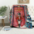 thumbnail image 1 of JEUXUS Nutcracker Blanket Rustic Christmas Throw Blanket Cute Blanket Farmhouse Decor Print Flannel Warm Washable Room Office Sofa Soft Fluffy Chunky Home Gift,red,, 1 of 6