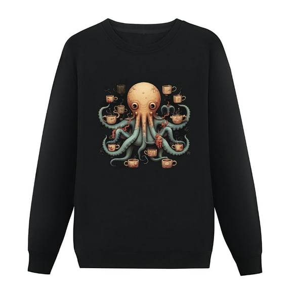 JEUXUS Octopus Tentacles Coffee Drinking Pullover