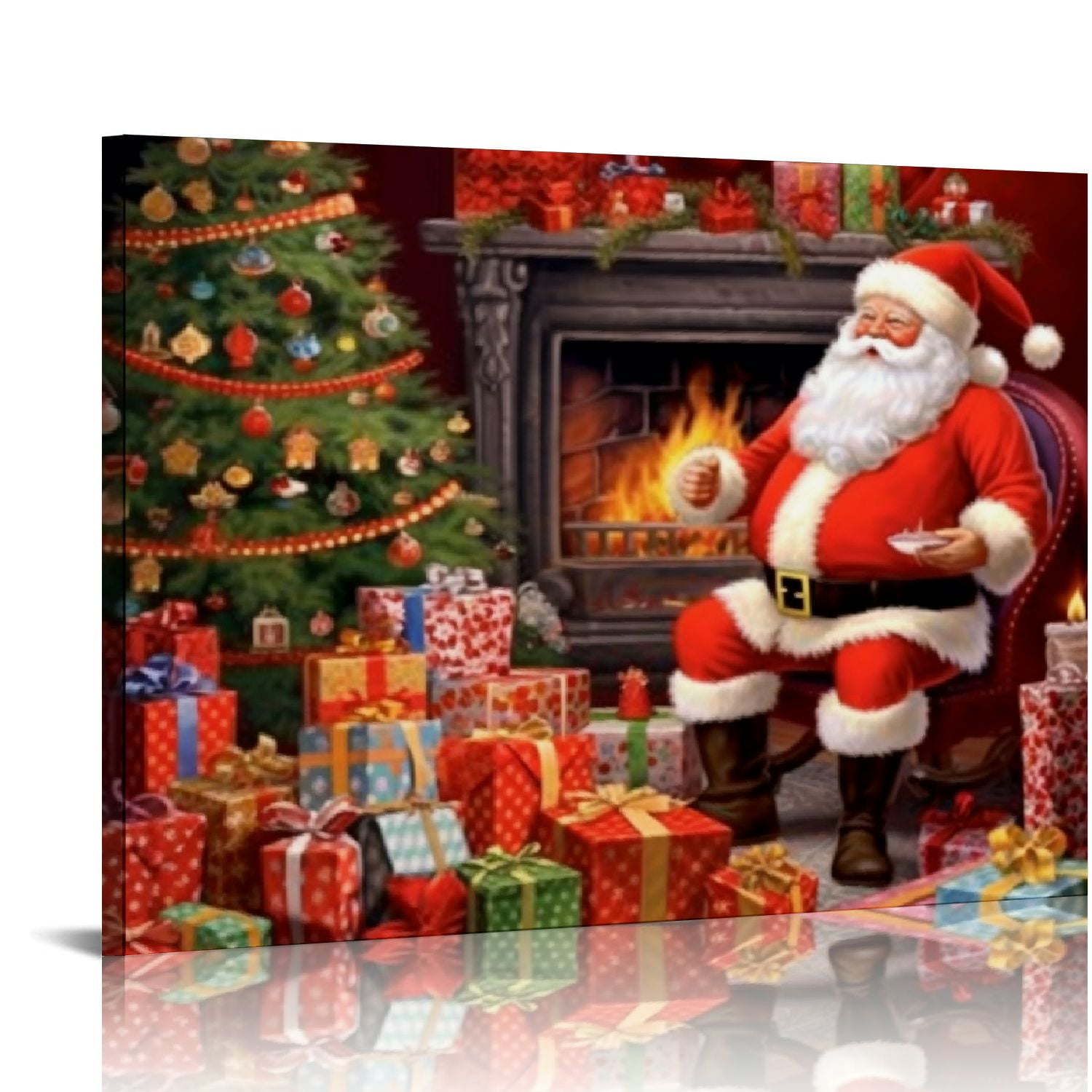 JEUXUS Oil Painting Art Christmas Santa Claus Poster Canvas Paintings ...