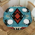 thumbnail image 1 of JEUXUS Old Aztec Geometric Pattern Round Tablecloth with Lace Trim Spring Summer Tablecloths Polyester Table Cover Waterproof Wipeable Table Cloth Linen for Kitchen, Fits Tables, 1 of 7
