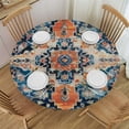thumbnail image 1 of RUIYC Orange Blue Round Tablecloth - Waterproof Fabric Table Cloth Protector, Boho Geometric Century Abstract Western Tablecloths Washable Table Cover for Kitchen Banquet Party White, 1 of 7