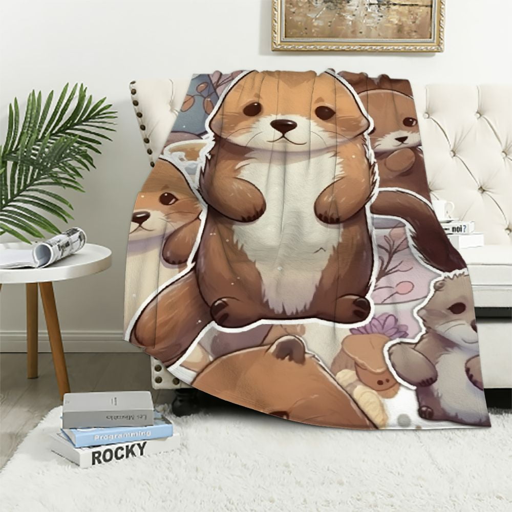 JEUXUS Otter Blanket Soft Fuzzy Throw Blankets for Otter Lovers