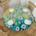 thumbnail image 1 of JEUXUS Outdoor Fitted Round Tablecloth White Flower with Painted Textured Modern Colorful Contemporary Botanical Pictures White, 1 of 7