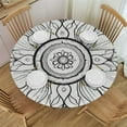 thumbnail image 1 of JEUXUS  Outdoor/Indoor Use Fits Round Tablecloth Datura Geometric Decorative Design Wipable Polyester Cloth Spring Summer Party Table Cover Abstract Gray White, 1 of 7