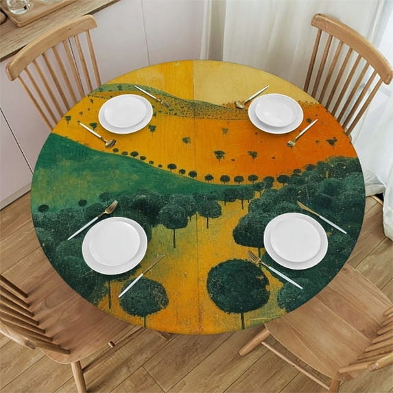 JEUXUS Outdoor Picnic Camping and Indoor Kitchen Dining Party Round Tablecloth White