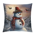 thumbnail image 1 of JEUXUS  Outdoor Waterproof Christmas Snowman Winter Throw Pillow Cover  Double Sided Birds Mistletoe Holly Fir Snow Holiday Xmas Home Decor Pillows Cushion Case for Sofa Couch, 1 of 5