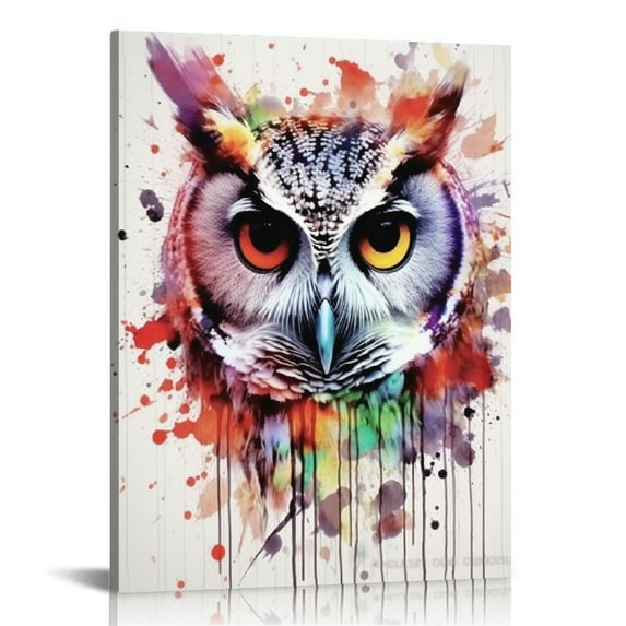 JEUXUS Owl Wall Art Decorations For Home Canvas Print Picture Paintings Framed Artwork Rustic Wood Board Contemporary Decor Bedroom Living Room Office Home Framed Ready 16x20in