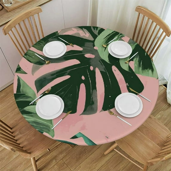 JEUXUS Palm Leaves Tablecloth - Tropical Jungle Palm Leaves Design - Multiple Sizes - Machine Washable White