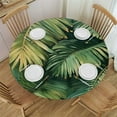 thumbnail image 1 of JEUXUS Palm Leaves with Lush Branches and Leaves Waterproof Resistant Fabric Round Tablecloth White, 1 of 8