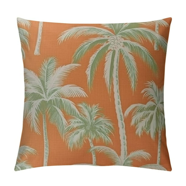 Jeuxus Palm Tree Pillow Covers Vintage Decoration Tropical Cushion Cover Square Pillowcas Size 18 x 18 White