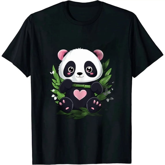 JEUXUS Panda Valentines Day Shirt Hearts Love Women Girls Gift T-Shirt