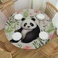 thumbnail image 1 of JEUXUS  Pandas with Flower Round Fitted Tablecloth, Waterproof Round Table Cloth with Elastic Edged Washable Table Cover for Indoor Outdoor Fits Tables, Medium, 1 of 7