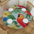 thumbnail image 1 of JEUXUS  Parrots Round Tablecloth, Wedding Inspired Tropical Flowers and Birds Hawaiian Traditional Flora Pattern, Circle Table Cloth Cover for Dining Room Kitchen Decoration, Multicolor, 1 of 7